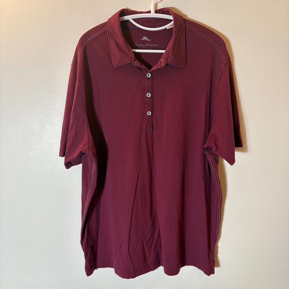 Tommy Bahama Mens‎ XL Burgundy Pima Cotton Island Modern Fit Polo Shirt